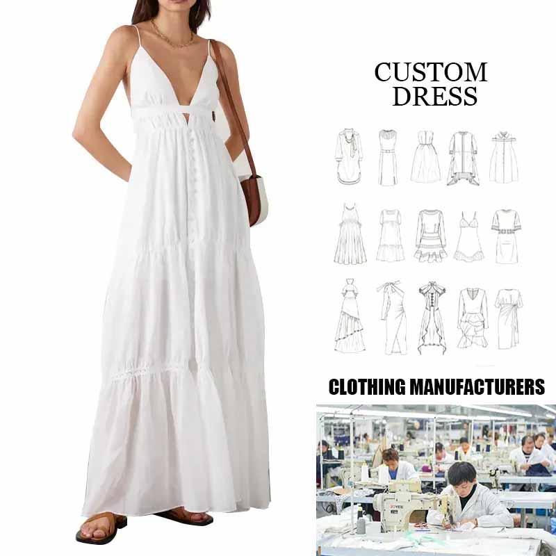 Lässige lang geschichtete V -Hals -Halfterkleid