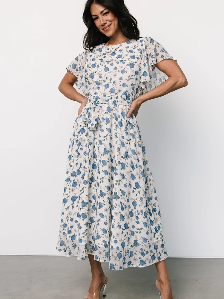 Midikleid in A-Linie mit Blumendruck
