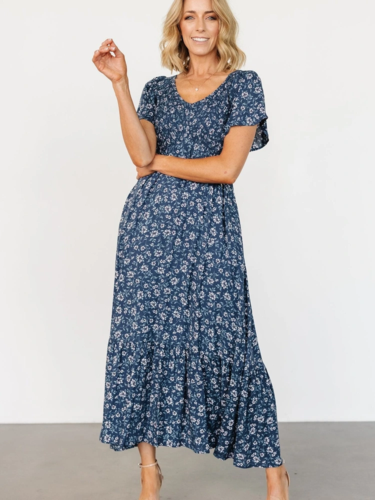 Sommerliches Midikleid mit Blumendruck